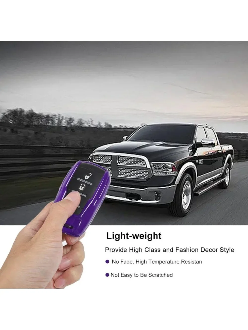 Stylish Purple Key Fob Case Cover & Holder - Protection Shell for Dodge RAM